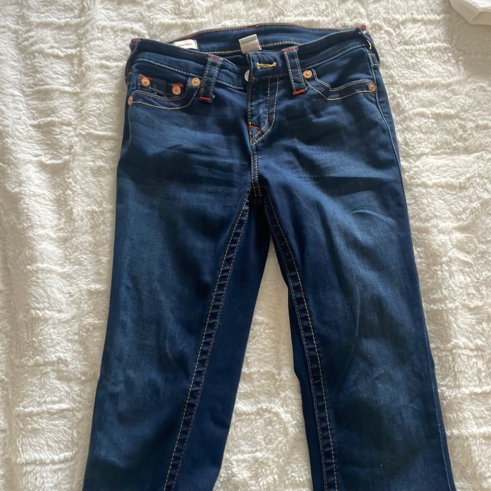 True religion dark blue skinny jeans size 26